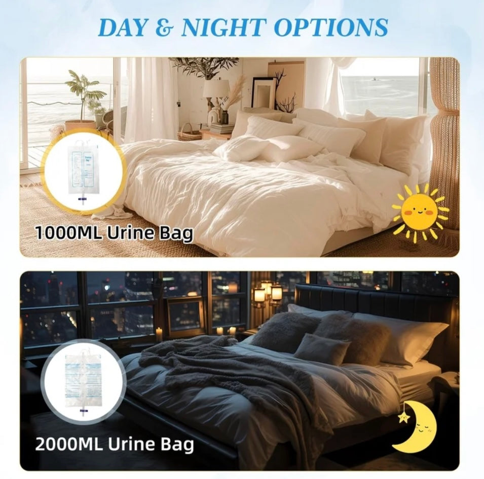 Urine Collection Bag for Women, Reusable Portable Silicone Urine Bags, (1000ml & 2000ml)