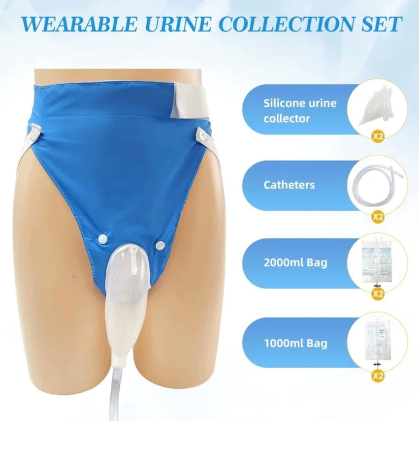 Urine Collection Bag for Women, Reusable Portable Silicone Urine Bags, (1000ml & 2000ml)