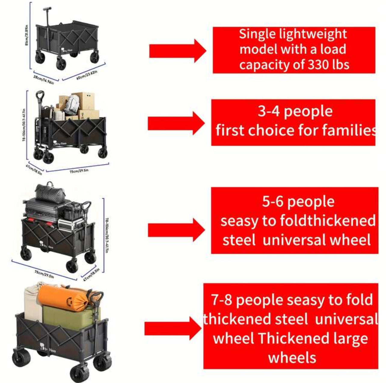 330-650 Lbs Camping Cart